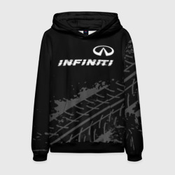 Мужская толстовка 3D Infiniti speed на темном фоне со следами шин посередине