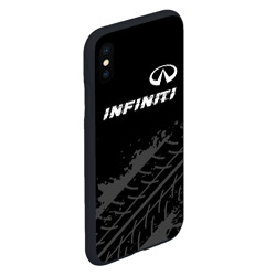 Чехол для iPhone XS Max матовый Infiniti speed на темном фоне со следами шин посередине - фото 2