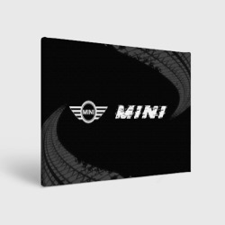 Холст прямоугольный Mini speed на темном фоне со следами шин по-горизонтали