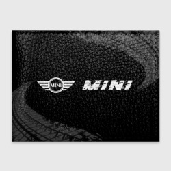 Обложка для студенческого билета Mini speed на темном фоне со следами шин по-горизонтали