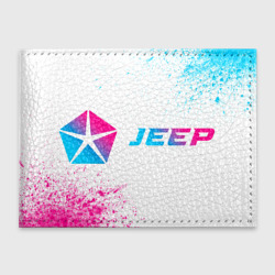 Обложка для студенческого билета Jeep neon gradient style по-горизонтали