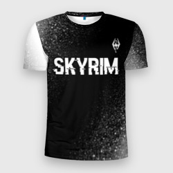 Мужская футболка 3D Slim Skyrim glitch на темном фоне посередине