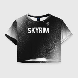 Женская футболка Crop-top 3D Skyrim glitch на темном фоне посередине
