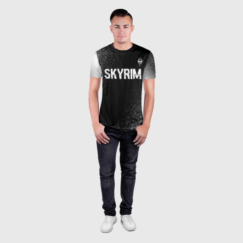 Мужская футболка 3D Slim Skyrim glitch на темном фоне посередине, цвет 3D печать - фото 4