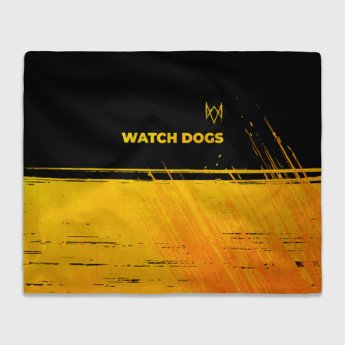 Плед 3D с принтом Watch Dogs - gold gradient посередине, вид спереди #2