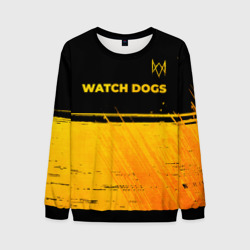 Мужской свитшот 3D Watch Dogs - gold gradient посередине