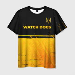 Мужская футболка 3D Watch Dogs - gold gradient посередине