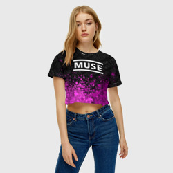 Женская футболка Crop-top 3D Muse rock legends посередине - фото 2