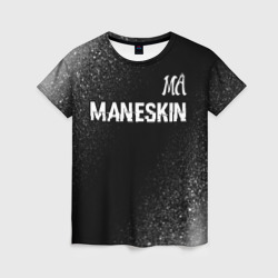 Женская футболка 3D Maneskin glitch на темном фоне посередине