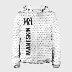 Женская куртка 3D Maneskin glitch на светлом фоне по-вертикали