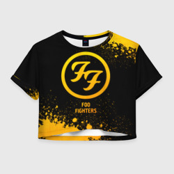 Женская футболка Crop-top 3D Foo Fighters - gold gradient
