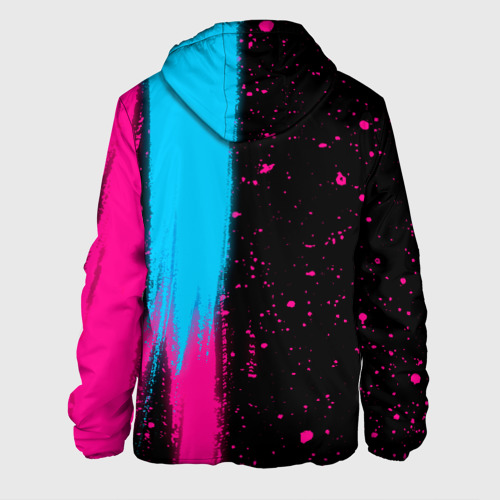 Мужская куртка 3D с принтом Thousand Foot Krutch - neon gradient по-вертикали, вид сзади #1