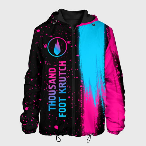 Мужская куртка 3D с принтом Thousand Foot Krutch - neon gradient по-вертикали, вид спереди #2