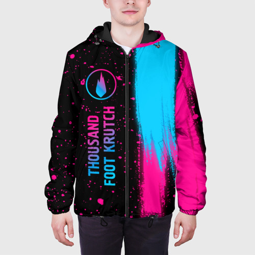 Мужская куртка 3D с принтом Thousand Foot Krutch - neon gradient по-вертикали, вид сбоку #3