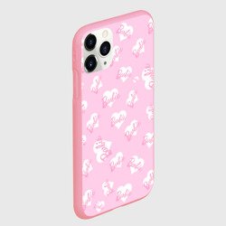 Чехол для iPhone 11 Pro Max матовый Барби: белые сердца на розовом паттерн  - фото 2