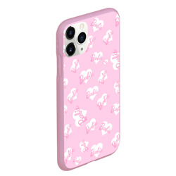 Чехол для iPhone 11 Pro Max матовый Барби: белые сердца на розовом паттерн  - фото 2