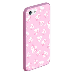 Чехол для iPhone 5/5S матовый Барби: белые сердца на розовом паттерн  - фото 2