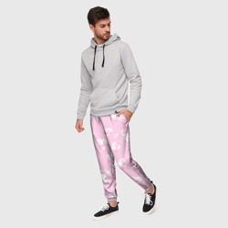 Мужские брюки 3D Барби: белые сердца на розовом паттерн  - фото 2