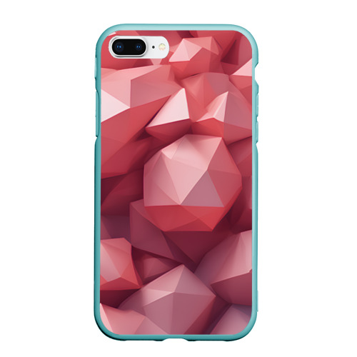Чехол для iPhone 7Plus/8 Plus матовый Розовые полигоны, цвет мятный