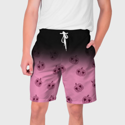 Мужские шорты 3D  Черно-розовый градиент и хэллоуинские тыквы паттерн 