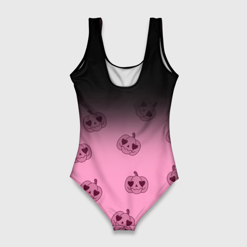 Женский купальник 3D  Черно-розовый градиент и хэллоуинские тыквы паттерн , цвет 3D печать - фото 2
