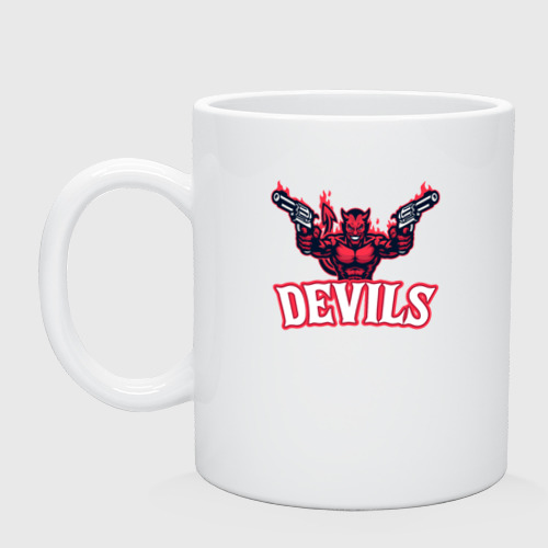 Кружка керамическая с принтом Devils team, вид спереди #2