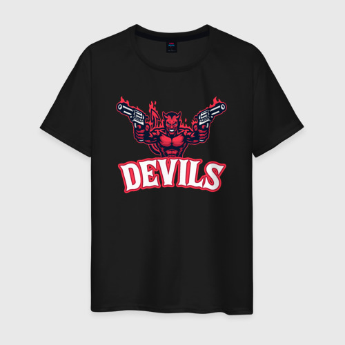 Мужская футболка хлопок с принтом Devils team, вид спереди #2