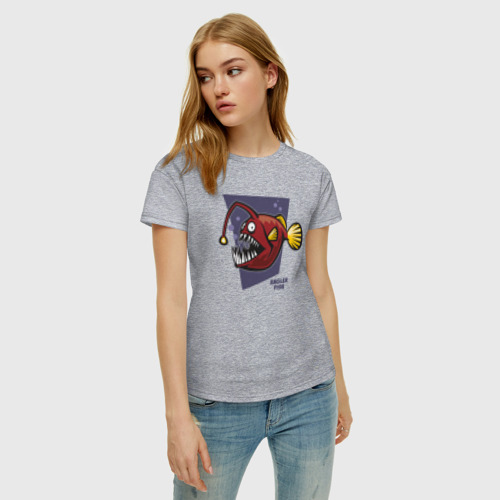 Женская футболка хлопок с принтом Морской чёрт, фото на моделе #1