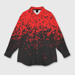 Женская рубашка oversize 3D Красно-чёрный переход