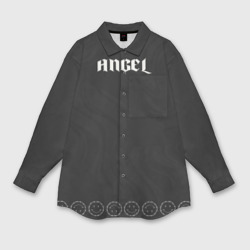 Мужская рубашка oversize 3D Angel bone wings black
