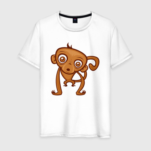 Мужская футболка из хлопка с принтом Удивлённая обезьянка, вид спереди №1