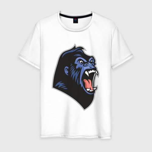 Мужская футболка из хлопка с принтом Крик гориллы, вид спереди №1