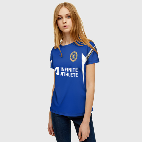 Женская футболка 3D с принтом Нкунку форма Челси 23-24 домашняя, фото на моделе #1