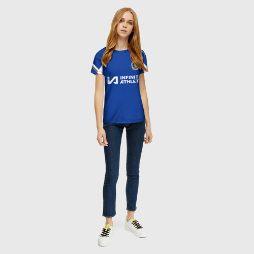 Женская футболка 3D с принтом Нкунку форма Челси 23-24 домашняя, вид сбоку #3