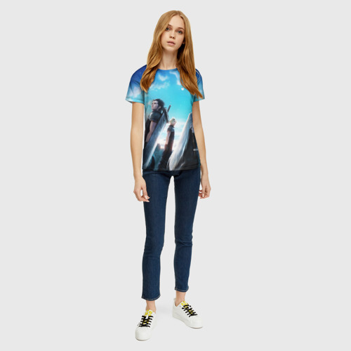 Женская футболка 3D с принтом Зак Клауд и Сефирот final fantasy 7, вид сбоку #3