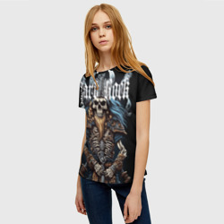 Женская футболка 3D Скелет викинга под Hard Rock  - фото 2