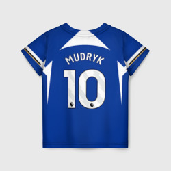 Детская футболка 3D Михаил Мудрик форма Челси 23-24 домашняя