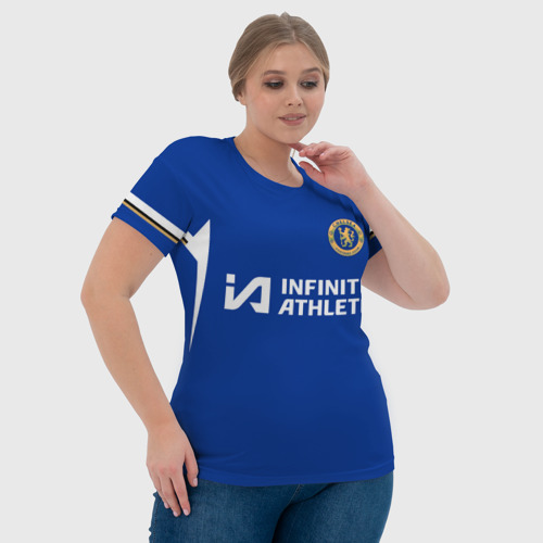 Женская футболка 3D с принтом Михаил Мудрик форма Челси 23-24 домашняя, фото #4