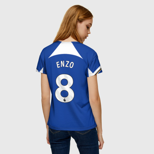 Женская футболка 3D Энцо Фернандес форма Челси 23-24 домашняя, цвет 3D печать - фото 4
