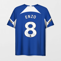 Футболка с принтом Энцо Фернандес форма Челси 23-24 домашняя для мужчины, вид сзади №1. Цвет основы: белый