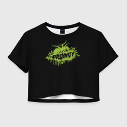 Женская футболка Crop-top 3D The Prodigy green spider