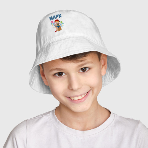Детская панама хлопок Марк - мальчик айтишник, цвет белый - фото 3