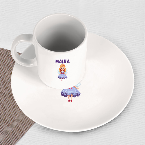 Набор: тарелка + кружка Маша -  девочка фея - фото 3