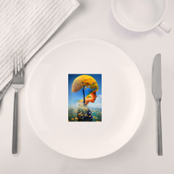 Набор: тарелка + кружка Девочка и дерево - экология - нейросеть - фото 2