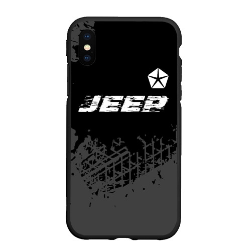 Чехол для iPhone XS Max матовый Jeep speed на темном фоне со следами шин посередине