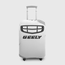 Чехол для чемодана 3D Geely speed на светлом фоне со следами шин
