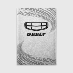 Обложка для автодокументов Geely speed на светлом фоне со следами шин