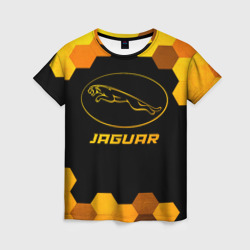 Женская футболка 3D Jaguar - gold gradient