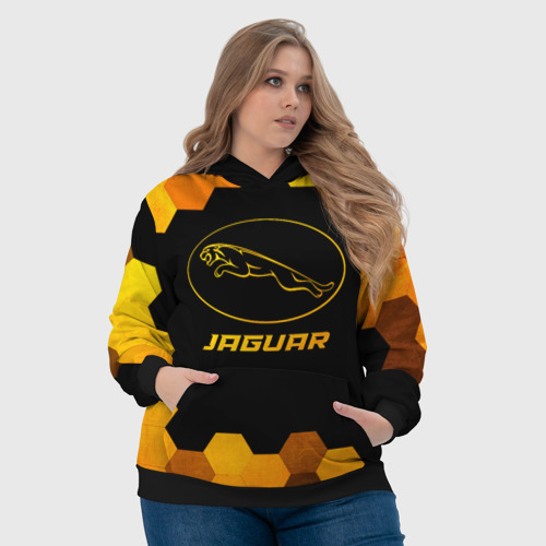 Женская толстовка 3D Jaguar - gold gradient, цвет 3D печать - фото 6