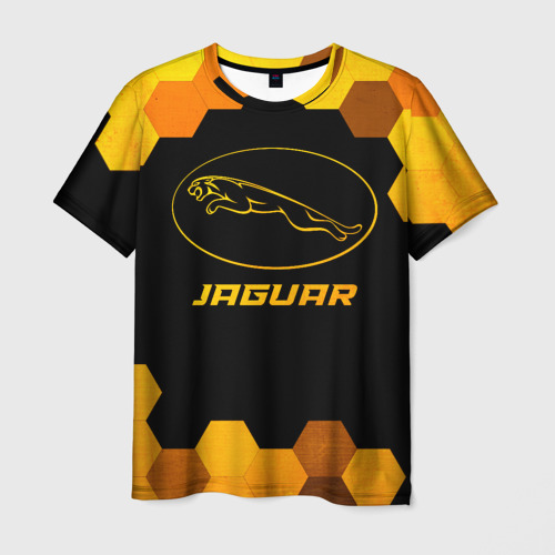 Мужская футболка 3D Jaguar - gold gradient, цвет 3D печать